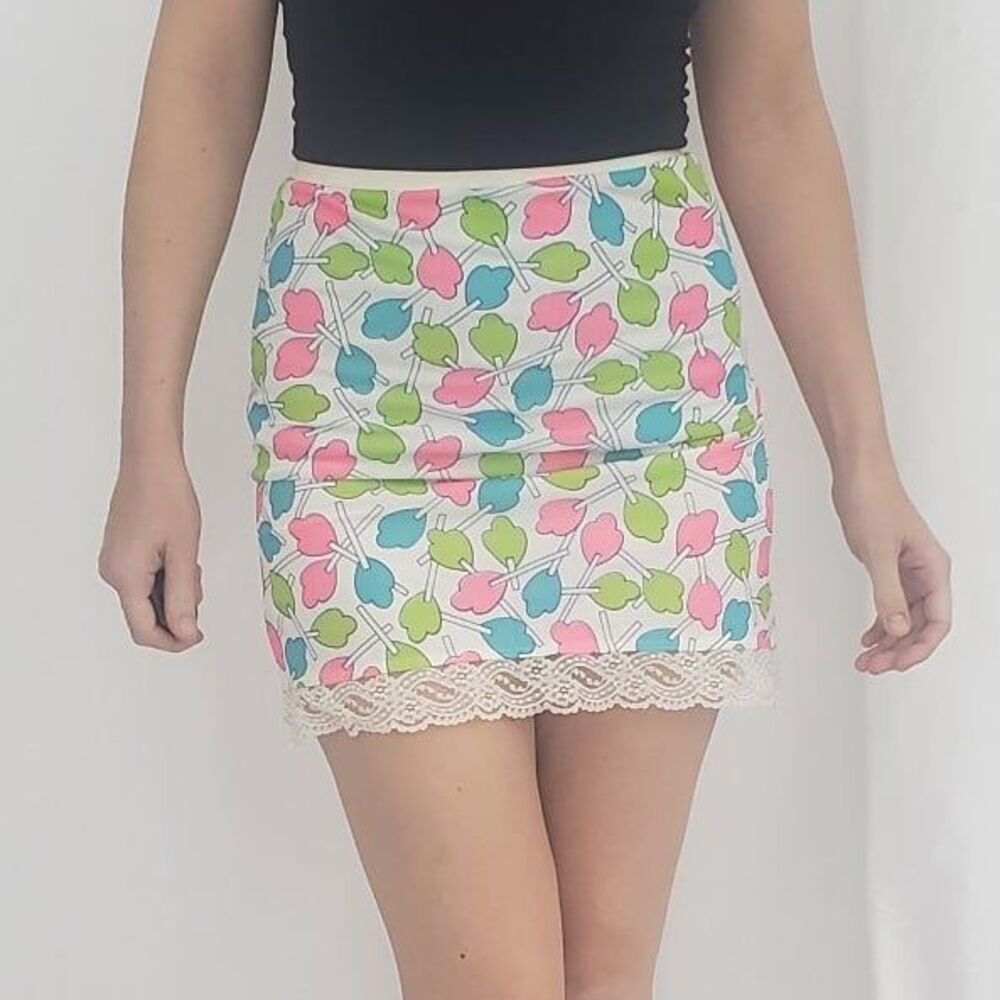 70s Novelty Print Miniskirt Slip